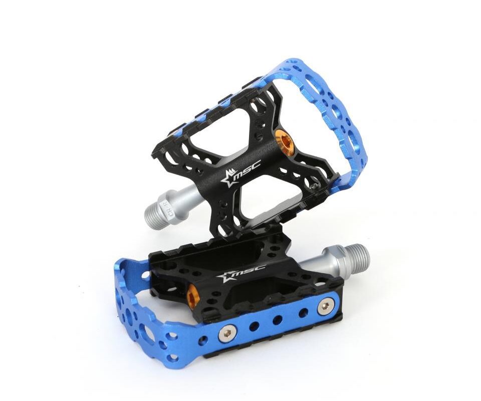 PEDALES PLATAFORMA MSC ALU 6063T5 EJE CRMO BLUE