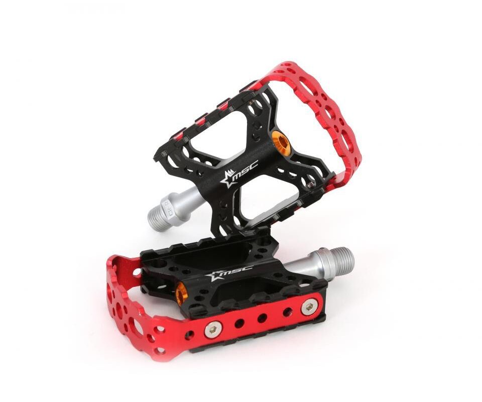PEDALES PLATAFORMA MSC ALU 6063T5 EJE CRMO RED