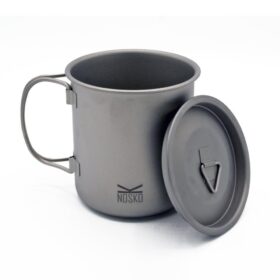TAZA DE TITANIO GR5 CON TAPA 450ml  PARED SIMPLE 