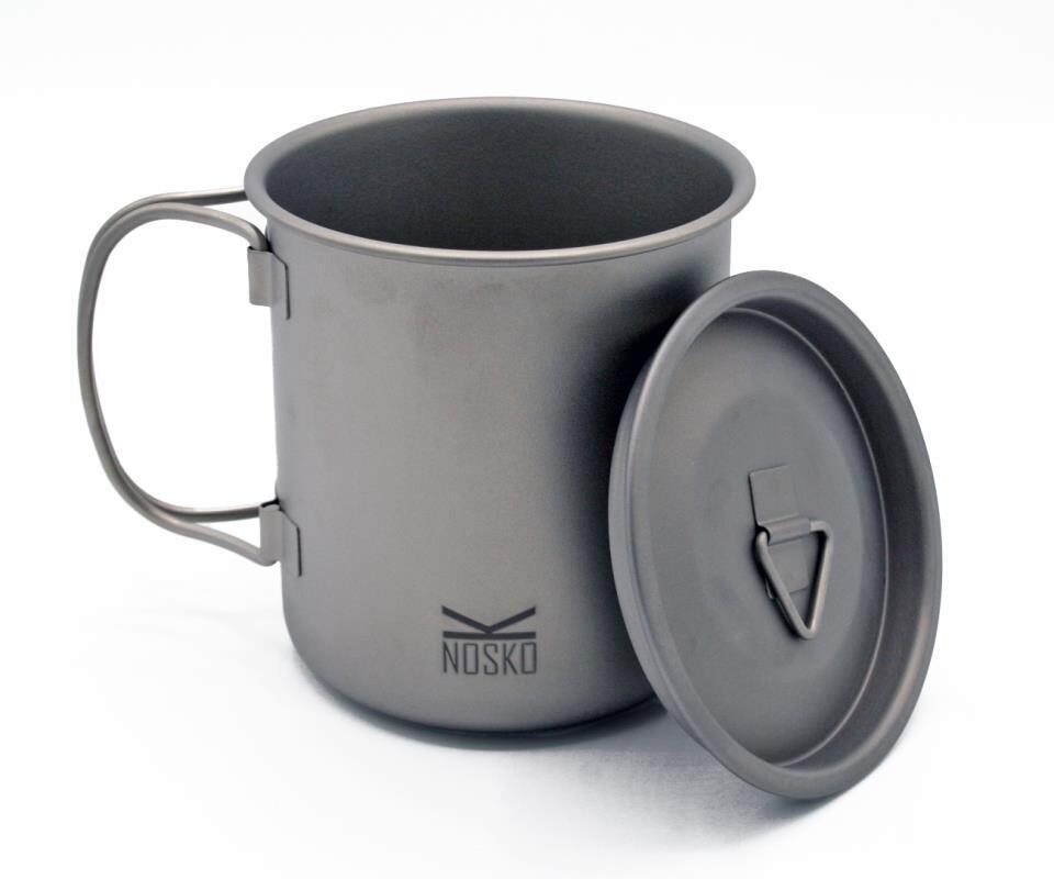 TAZA DE TITANIO GR5 CON TAPA 450ml  PARED SIMPLE