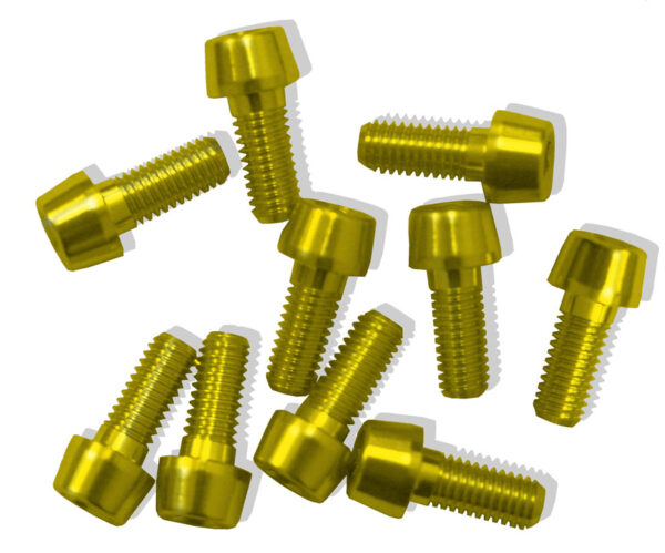 TORNILLOS ALU7075T6 M5X10 ORO ANODIZADO  10UNI 