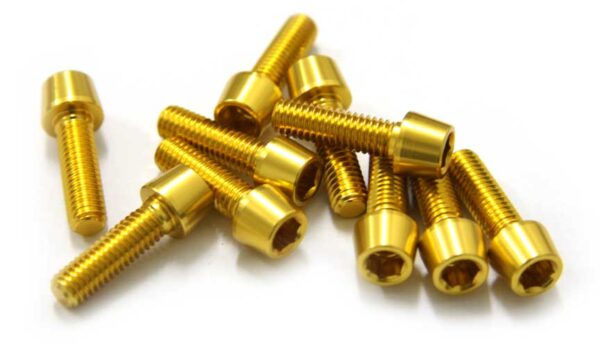 TORNILLOS ALU7075T6 M6X20 ORO ANODIZADO  10UNI 