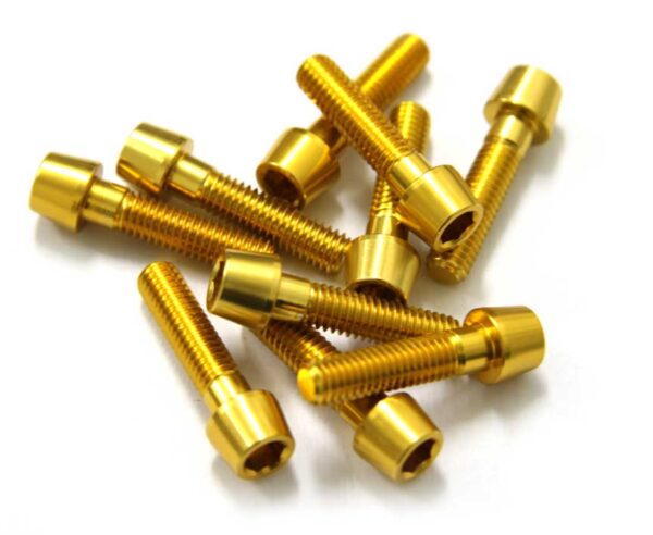 TORNILLOS ALU7075T6 M6X25 ORO ANODIZADO  10UNI 