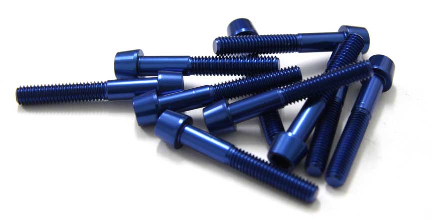 TORNILLOS ALU7075T6 M6X40 AZUL ANODIZADO  10UNI