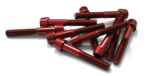 TORNILLOS ALU7075T6 M6X40 ROJO ANODIZADO  10UNI 